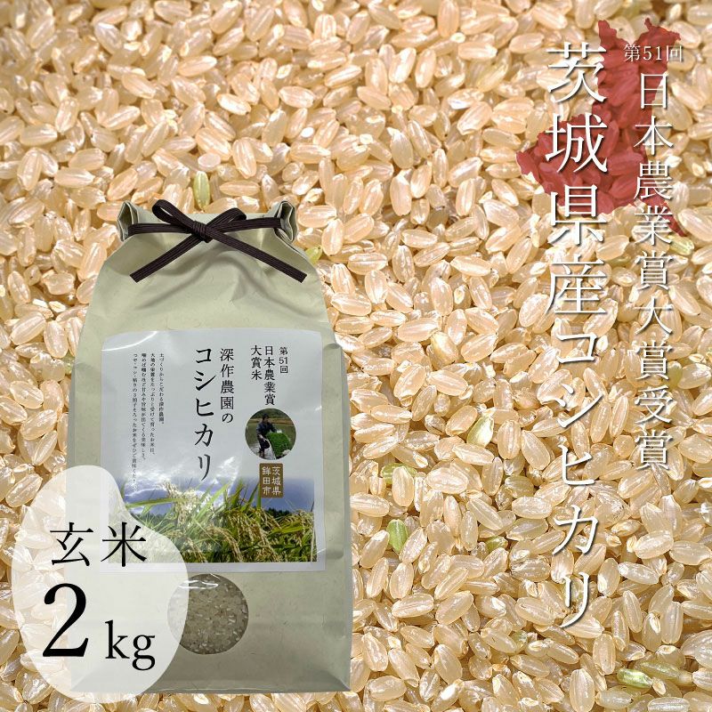玄米2kg 【令和7年新米/2025年秋収穫】 深作農園 米 コシヒカリ 玄米