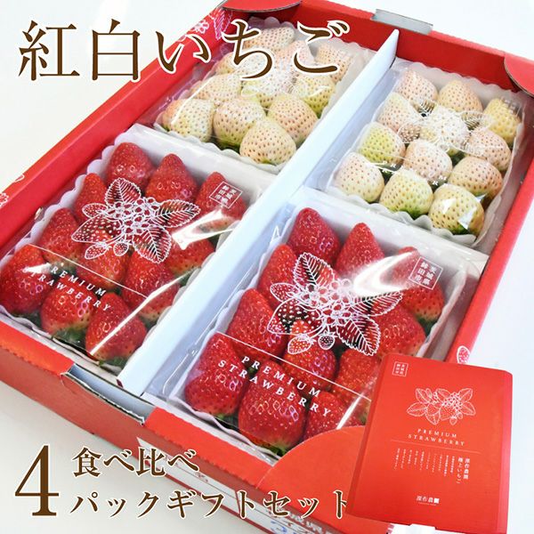 豪華・贈答用いちご 紅白いちご 4パック 食べ比べギフトセット【送料